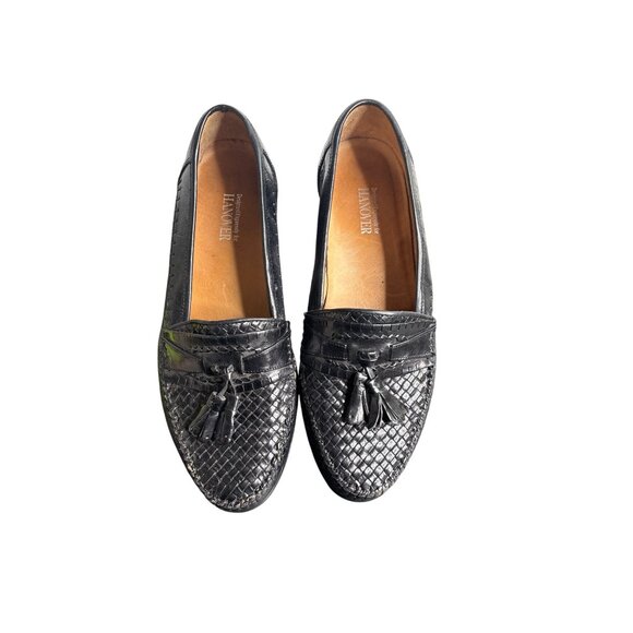 Hanover Woven Leather Loafer Mens Brown Tassel Kiltie Slip On Dress Shoe 9.5 D Hanover Leather Loafers Mens 9 Brown Tassle Slip On Dress  main image 4